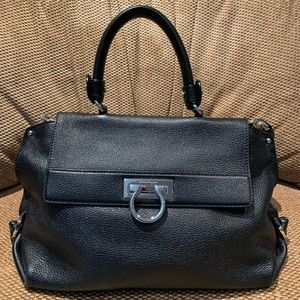 Salvatore Ferragamo Sofia Small Leather Top Handle Bag In Black